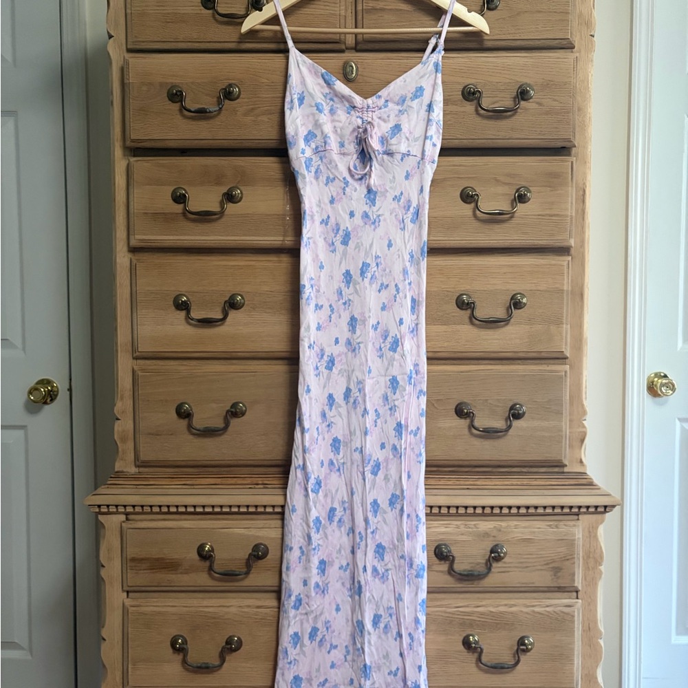 Light Pink Floral Maxi Dress with Blue Blossoms from Wild Fable